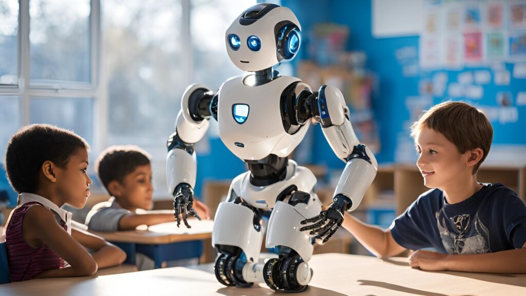 Robot connecting friendly with children